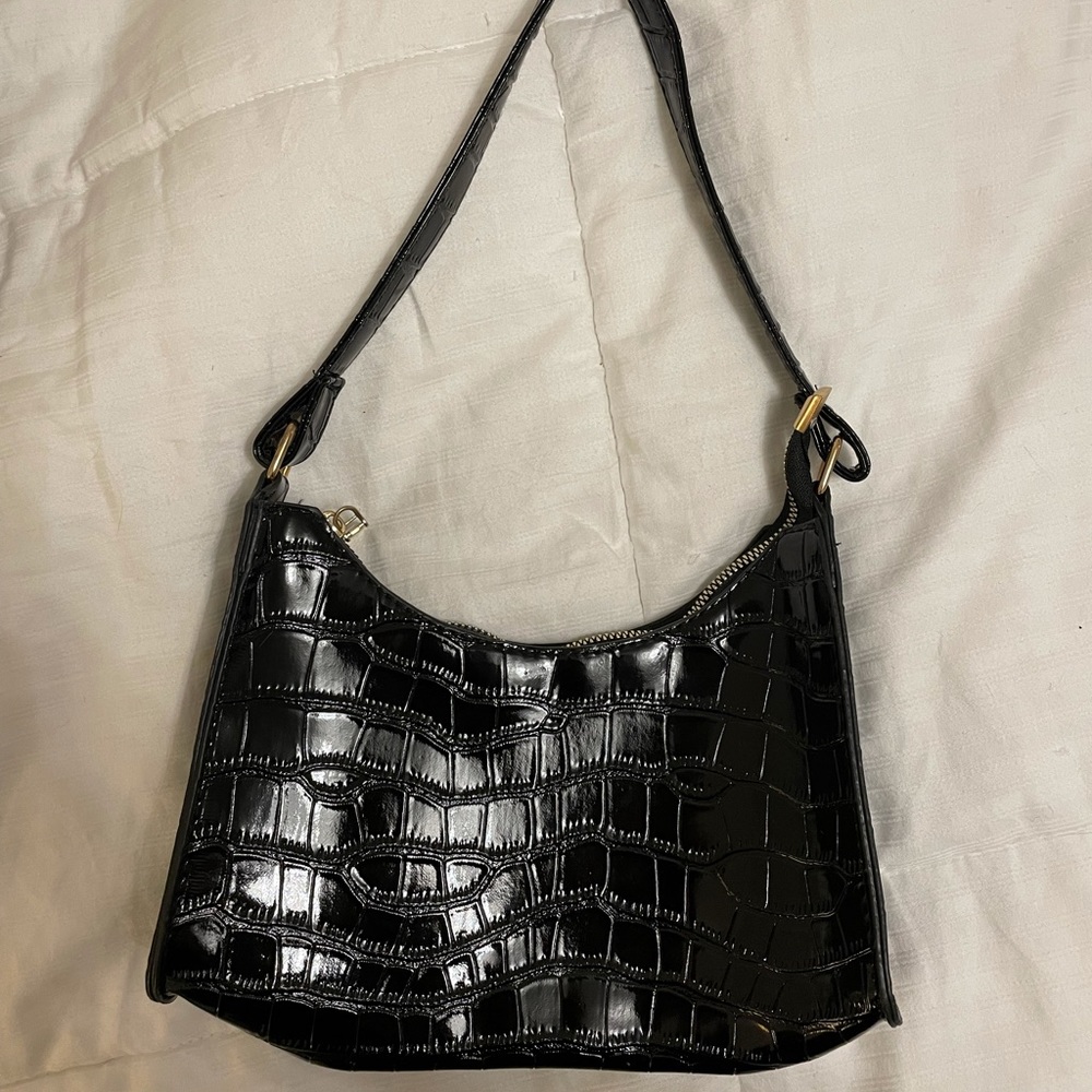 Crocodile print black bag